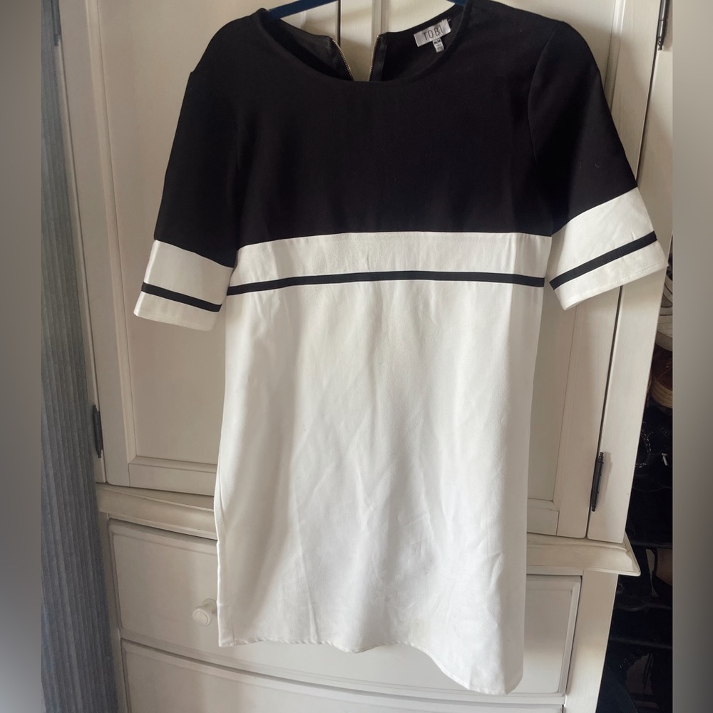 Color block dress white and black